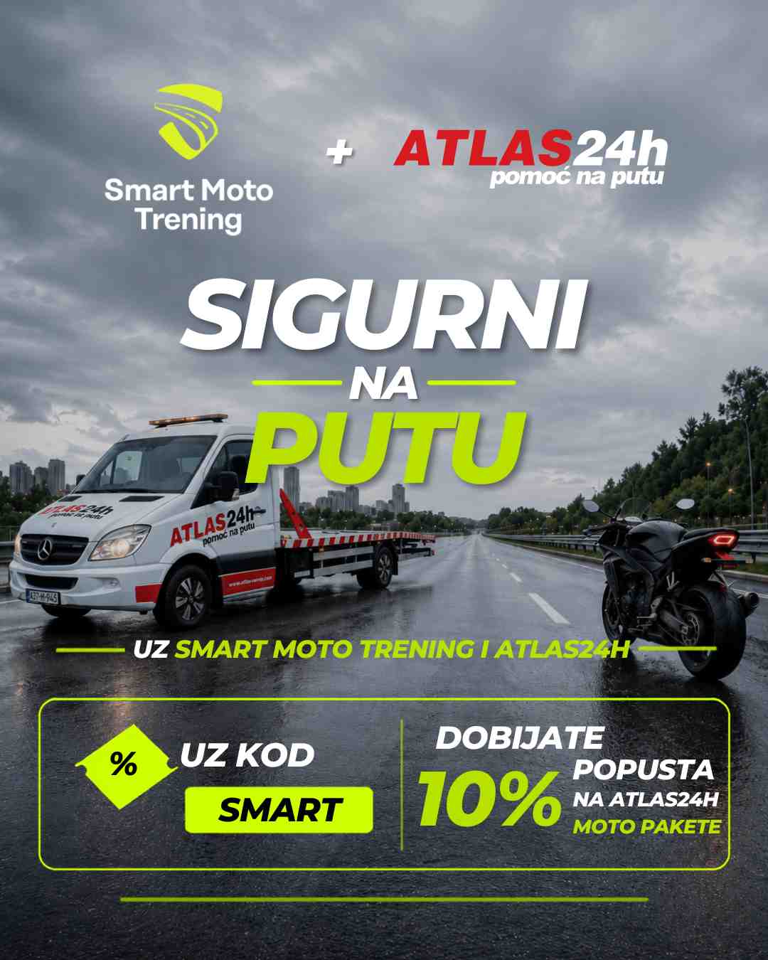 OSMT+Atlas24h-Kupon Kod SMART za -10% na pakete moto pomoć na putu